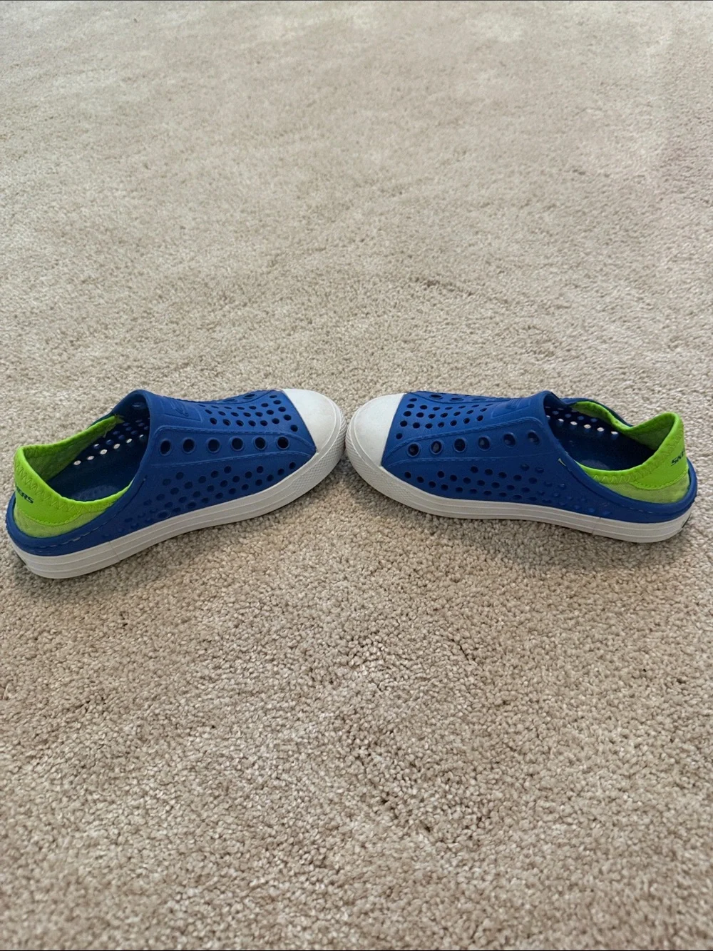 Skechers Boys Blue Slip-On Water Shoes with Lime Interior